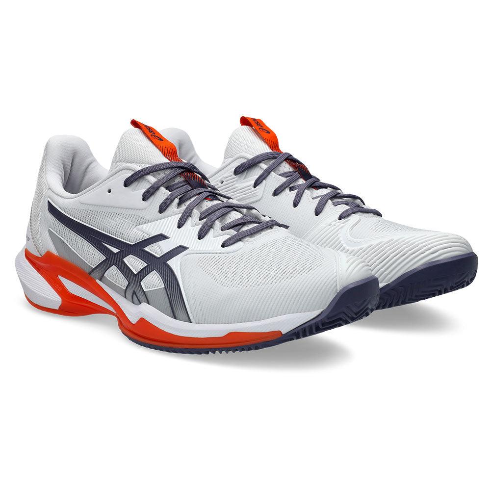 Men`s Solution Speed FF 3 Clay Tennis Shoes White and Greyish Purple Footwear Asics