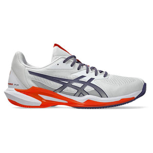 Men`s Solution Speed FF 3 Clay Tennis Shoes White and Greyish Purple Footwear Asics