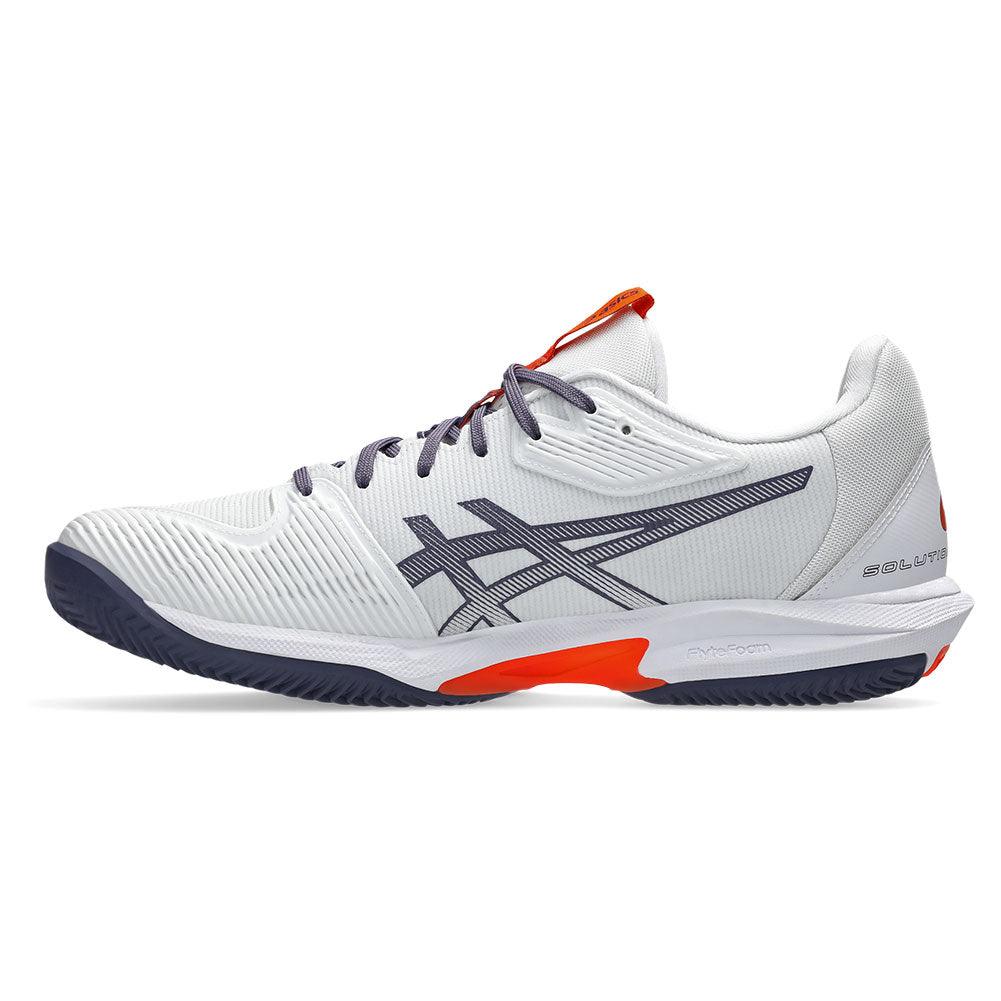 Men`s Solution Speed FF 3 Clay Tennis Shoes White and Greyish Purple Footwear Asics