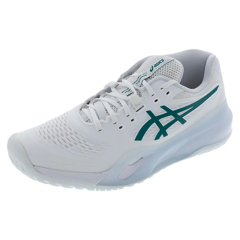 Men`s GEL-Resolution X Tennis Shoes White and Pitch Green Footwear Asics