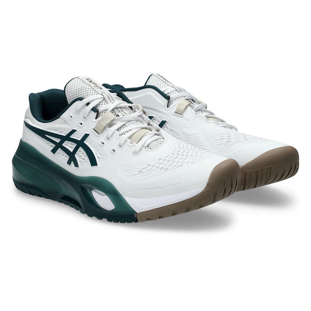 Men`s GEL-Resolution X Tennis Shoes White and Saxon Green Footwear Asics