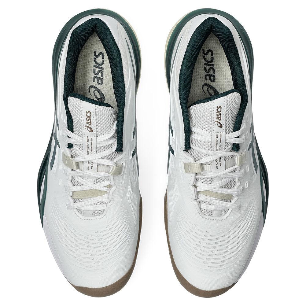 Men`s GEL-Resolution X Tennis Shoes White and Saxon Green Footwear Asics