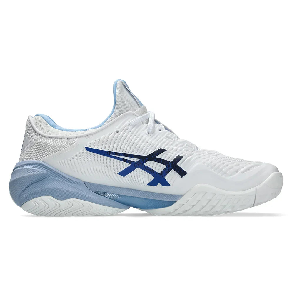 Men`s Court FF 3 Novak Tennis Shoes White and Tuna Blue Footwear Asics