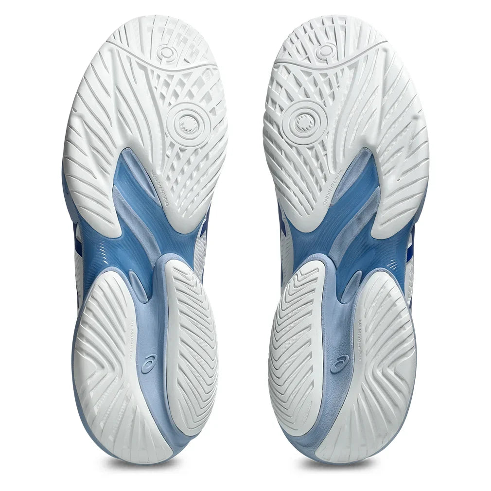 Men`s Court FF 3 Novak Tennis Shoes White and Tuna Blue Footwear Asics