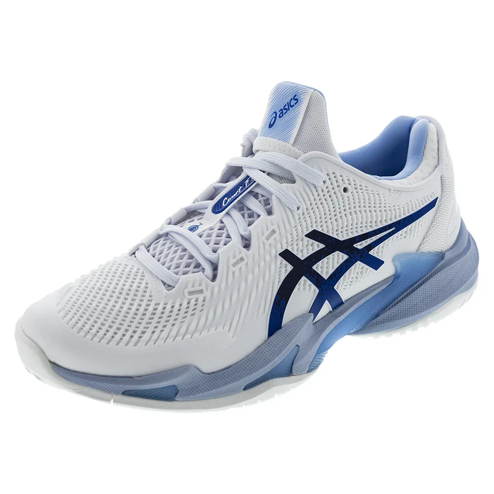 Men`s Court FF 3 Novak Tennis Shoes White and Tuna Blue Footwear Asics