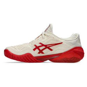 Men`s Court FF 3 Novak Tennis Shoes Cream and Classic Red Footwear Asics