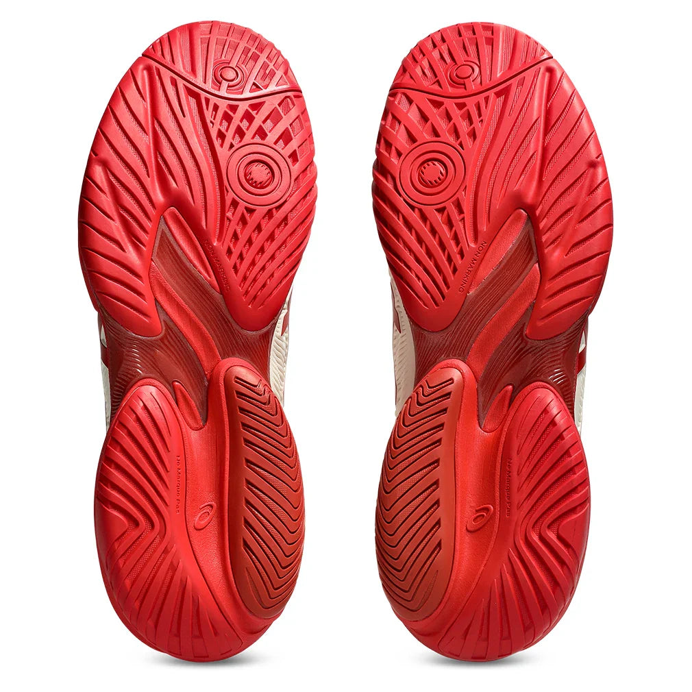 Men`s Court FF 3 Novak Tennis Shoes Cream and Classic Red Footwear Asics