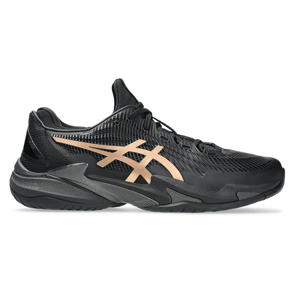 Men`s Night Energy Court FF Novak Tennis Shoes Black and Prism Gold Footwear Asics