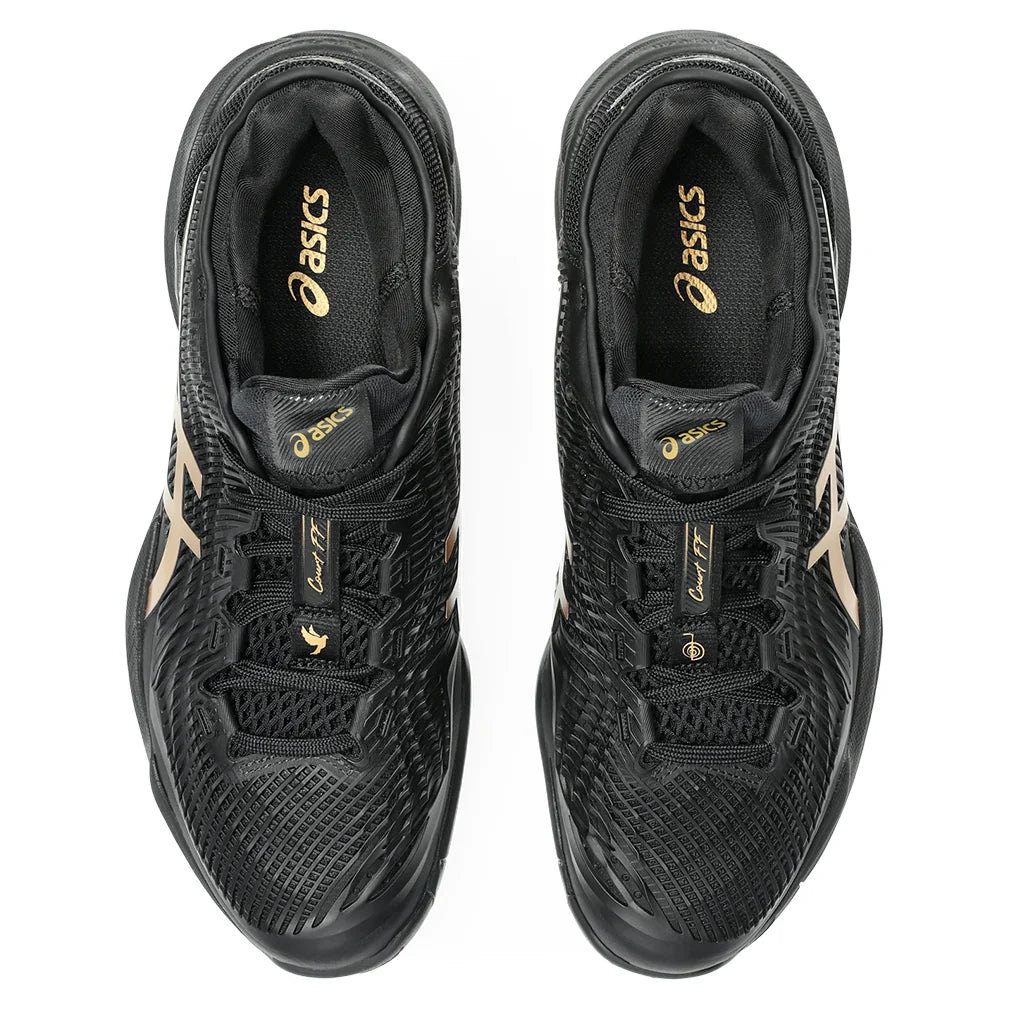 Men`s Night Energy Court FF Novak Tennis Shoes Black and Prism Gold Footwear Asics