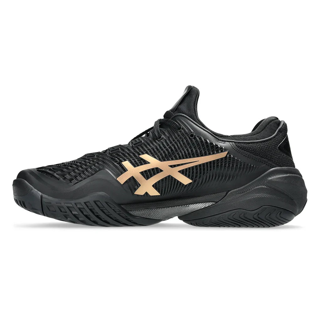 Men`s Night Energy Court FF Novak Tennis Shoes Black and Prism Gold Footwear Asics