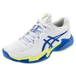 Women`s Court FF 3 Tennis Shoes White and Illusion Blue Footwear Asics