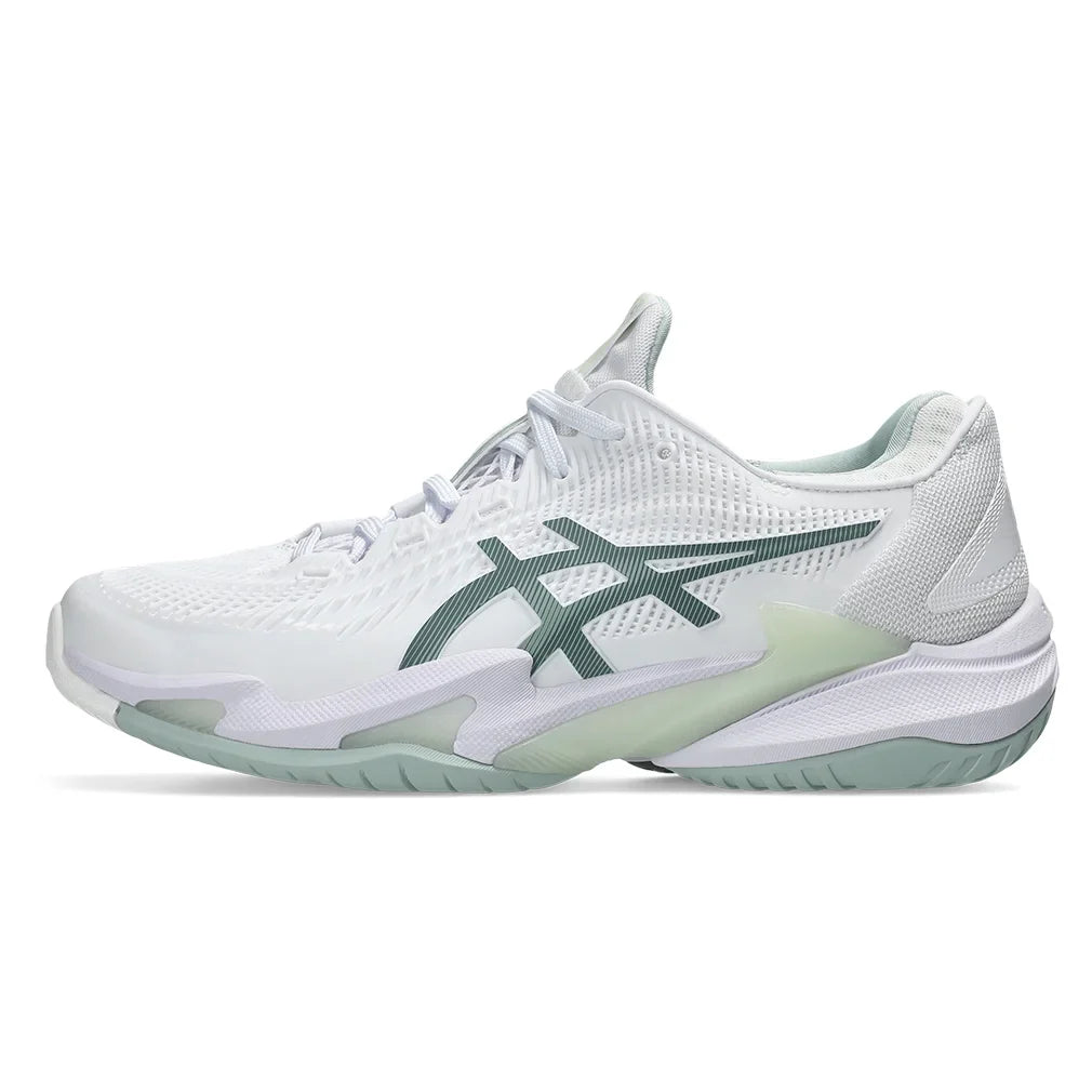 Women`s Court FF 3 Tennis Shoes White and Lichen Rock Footwear Asics