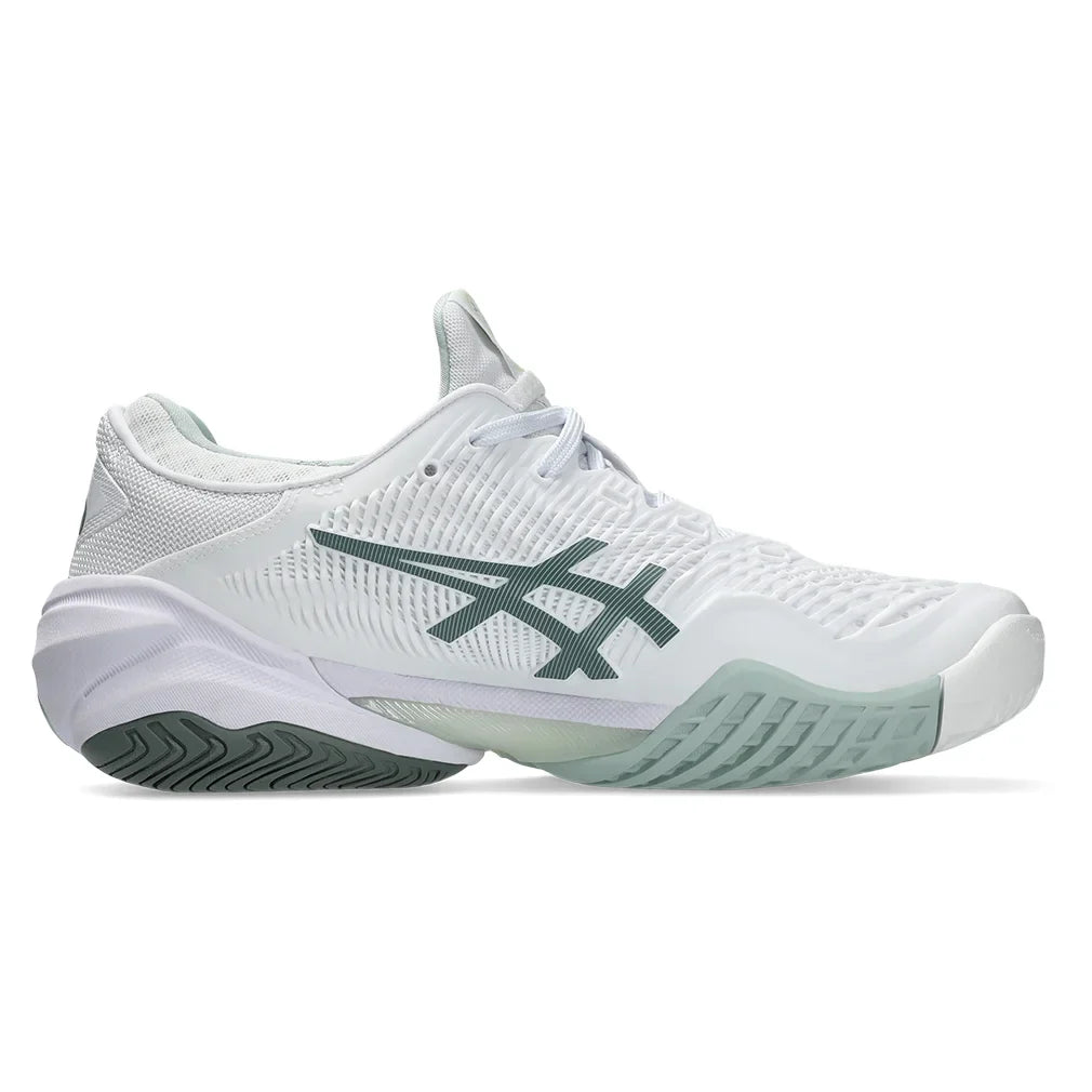 Women`s Court FF 3 Tennis Shoes White and Lichen Rock Footwear Asics
