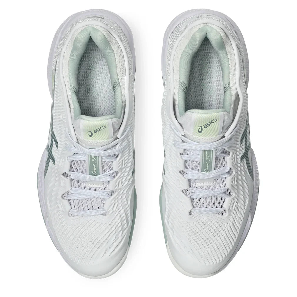 Women`s Court FF 3 Tennis Shoes White and Lichen Rock Footwear Asics
