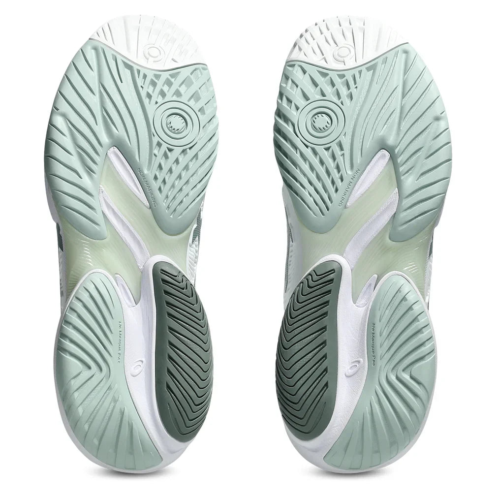 Women`s Court FF 3 Tennis Shoes White and Lichen Rock Footwear Asics