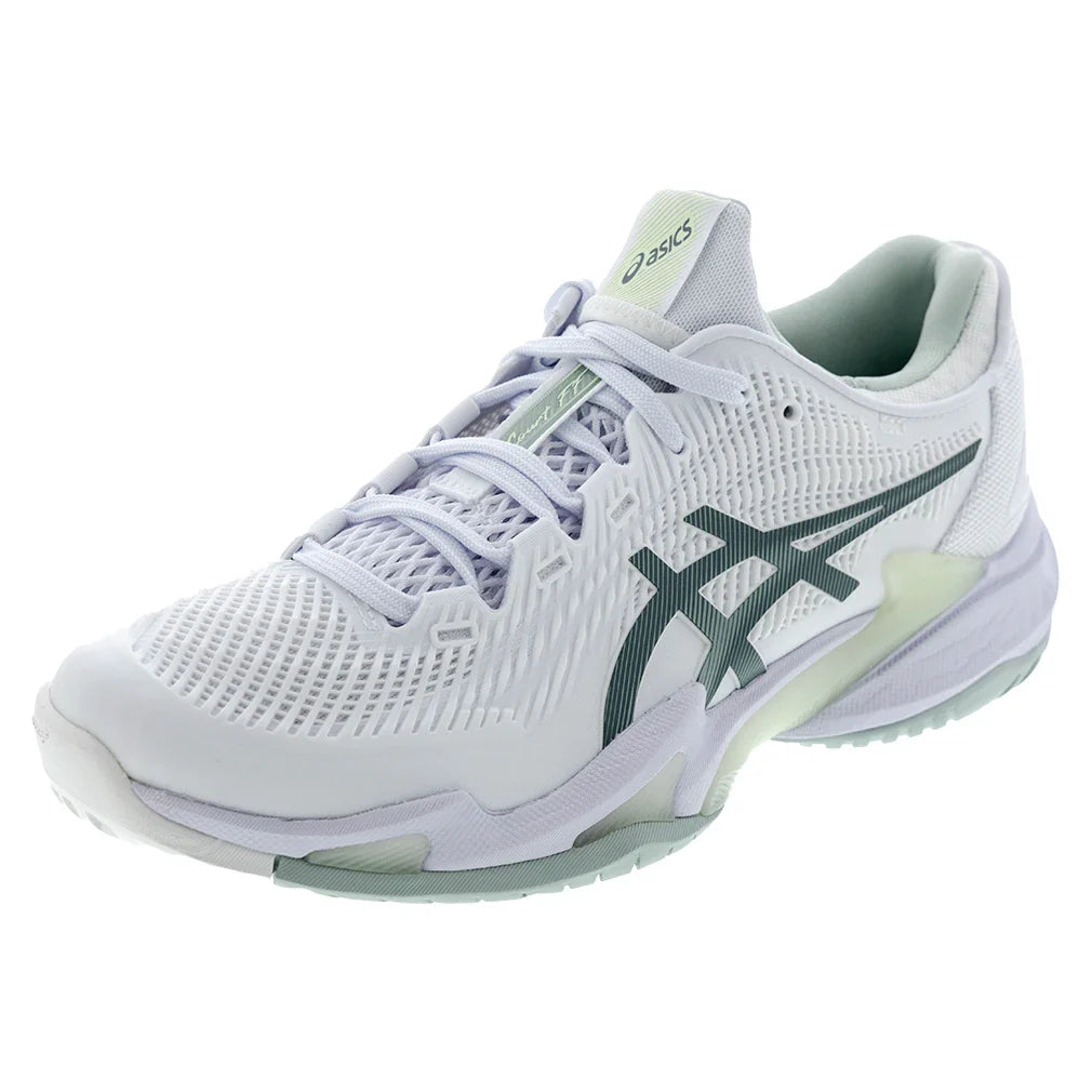 Women`s Court FF 3 Tennis Shoes White and Lichen Rock Footwear Asics
