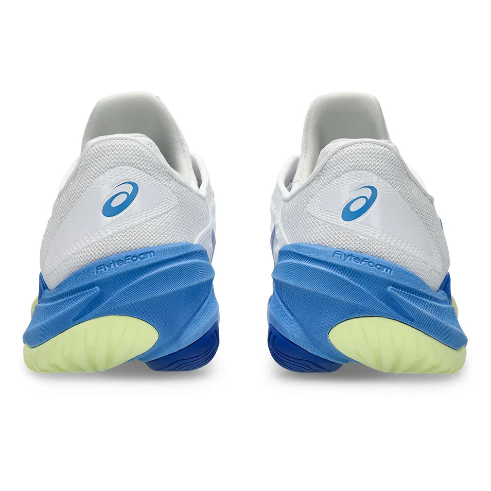 Women`s Court FF 3 Tennis Shoes White and Illusion Blue Footwear Asics