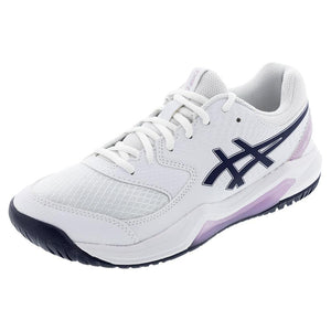 Women`s GEL-Dedicate 8 Wide Tennis Shoes White and Indigo Fog Footwear Asics