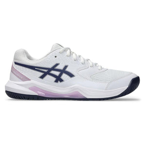 Women`s GEL-Dedicate 8 Wide Tennis Shoes White and Indigo Fog Footwear Asics