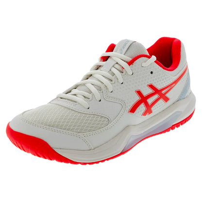 Women`s GEL-Dedicate 8 Pickleball Shoes Cream and Flash Red Footwear Asics