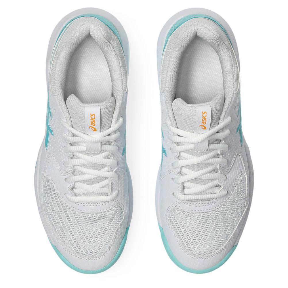 Women`s GEL-Dedicate 8 Pickleball Shoes White and Energy Aqua Footwear Asics