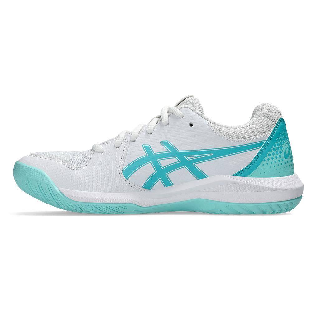 Women`s GEL-Dedicate 8 Pickleball Shoes White and Energy Aqua Footwear Asics