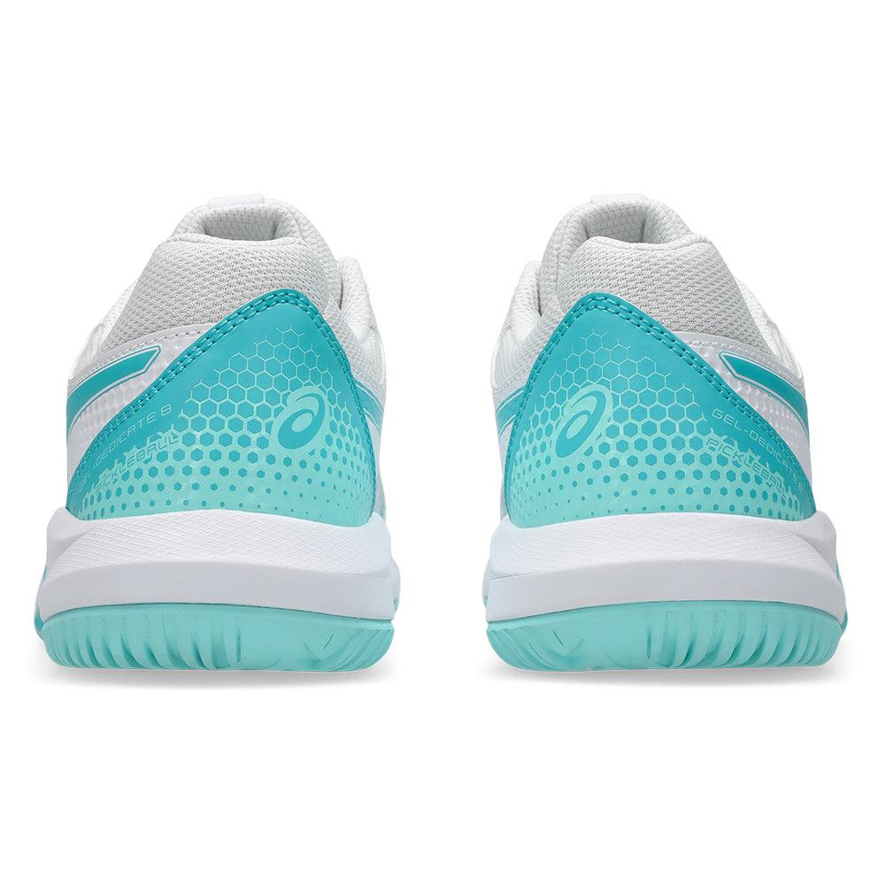 Women`s GEL-Dedicate 8 Pickleball Shoes White and Energy Aqua Footwear Asics