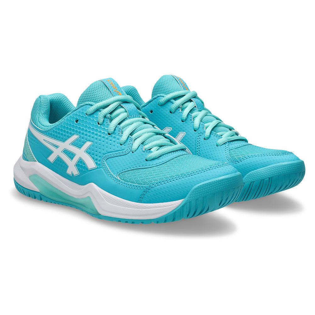 Women`s GEL-Dedicate 8 Pickleball Shoes Energy Aqua and White Footwear Asics