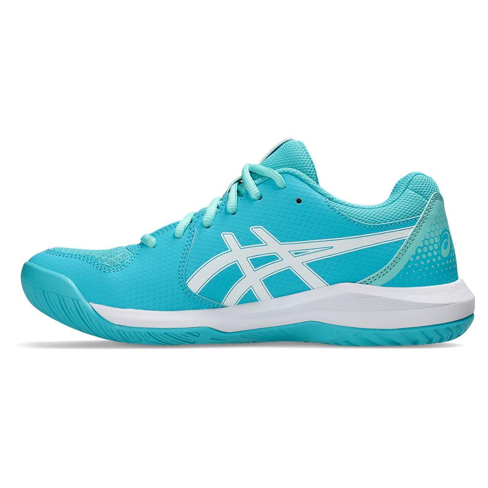 Women`s GEL-Dedicate 8 Pickleball Shoes Energy Aqua and White Footwear Asics