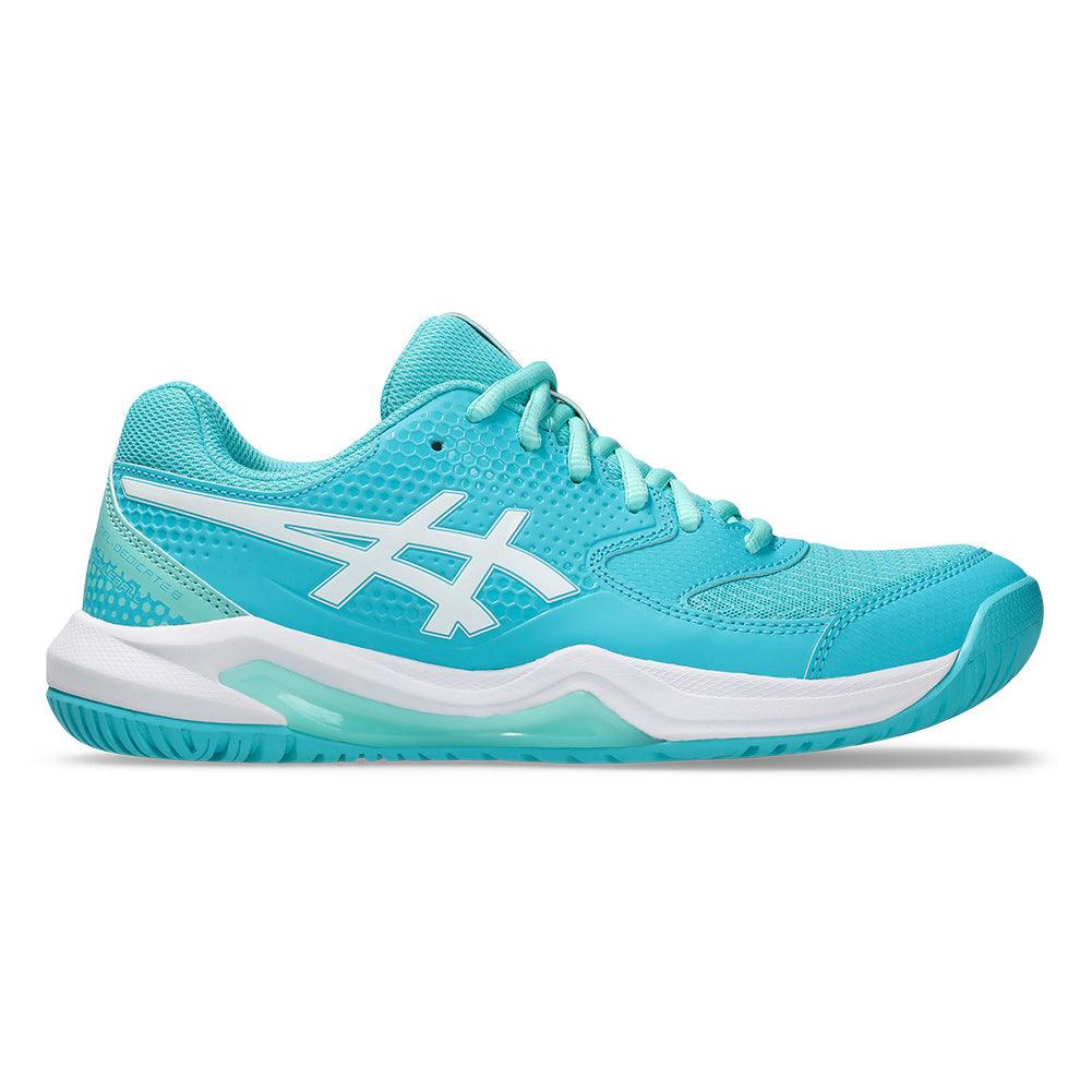 Women`s GEL-Dedicate 8 Pickleball Shoes Energy Aqua and White Footwear Asics