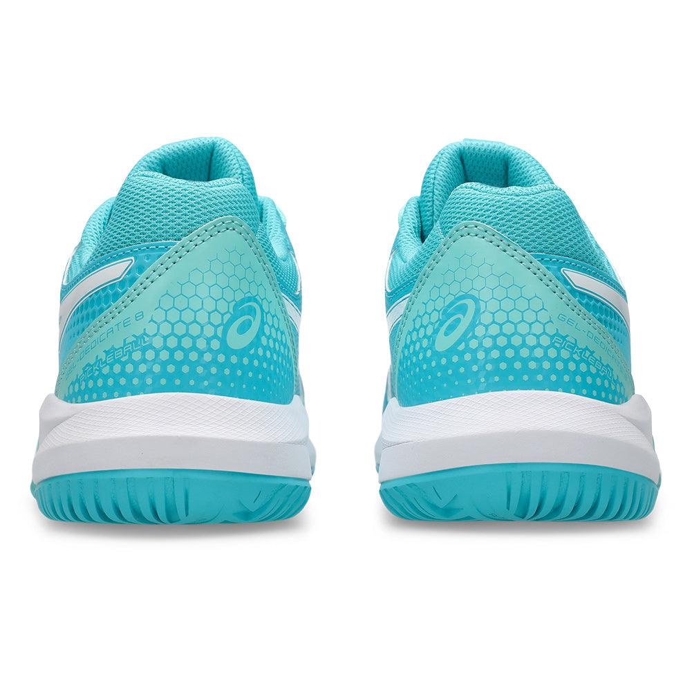 Women`s GEL-Dedicate 8 Pickleball Shoes Energy Aqua and White Footwear Asics