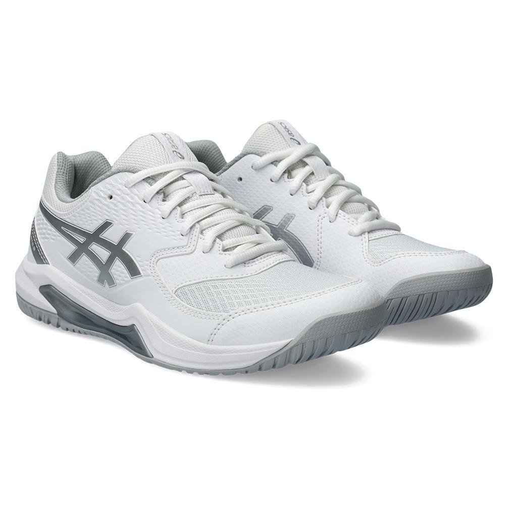 Women's Gel-Dedicate 8 Tennis Shoes White and Pure Silver Footwear Asics