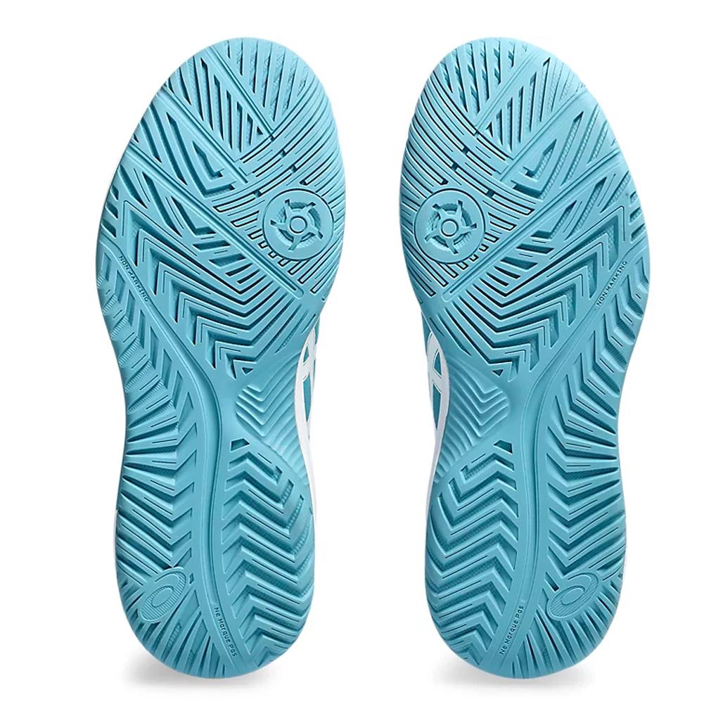 Women's Gel-Dedicate 8 Tennis Shoes Gris Blue and White Footwear Asics