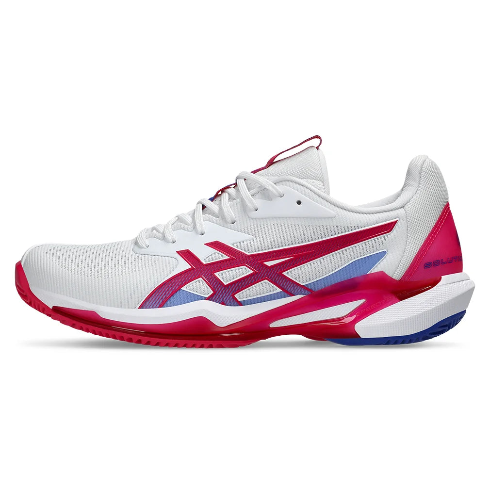 Women`s Solution Speed FF 3 Clay Tennis Shoes White and Bright Rose Footwear Asics