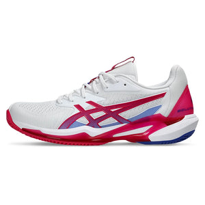 Women`s Solution Speed FF 3 Clay Tennis Shoes White and Bright Rose Footwear Asics