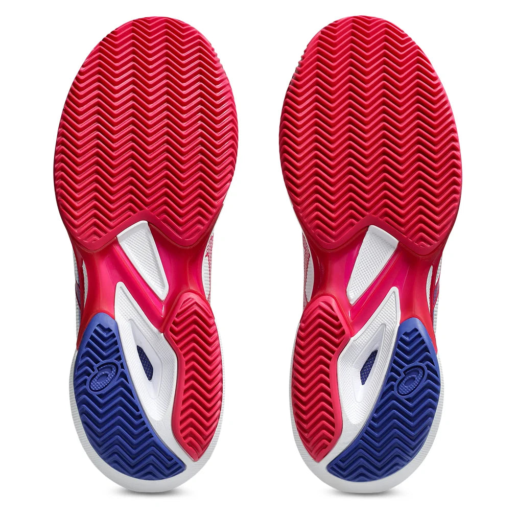Women`s Solution Speed FF 3 Clay Tennis Shoes White and Bright Rose Footwear Asics