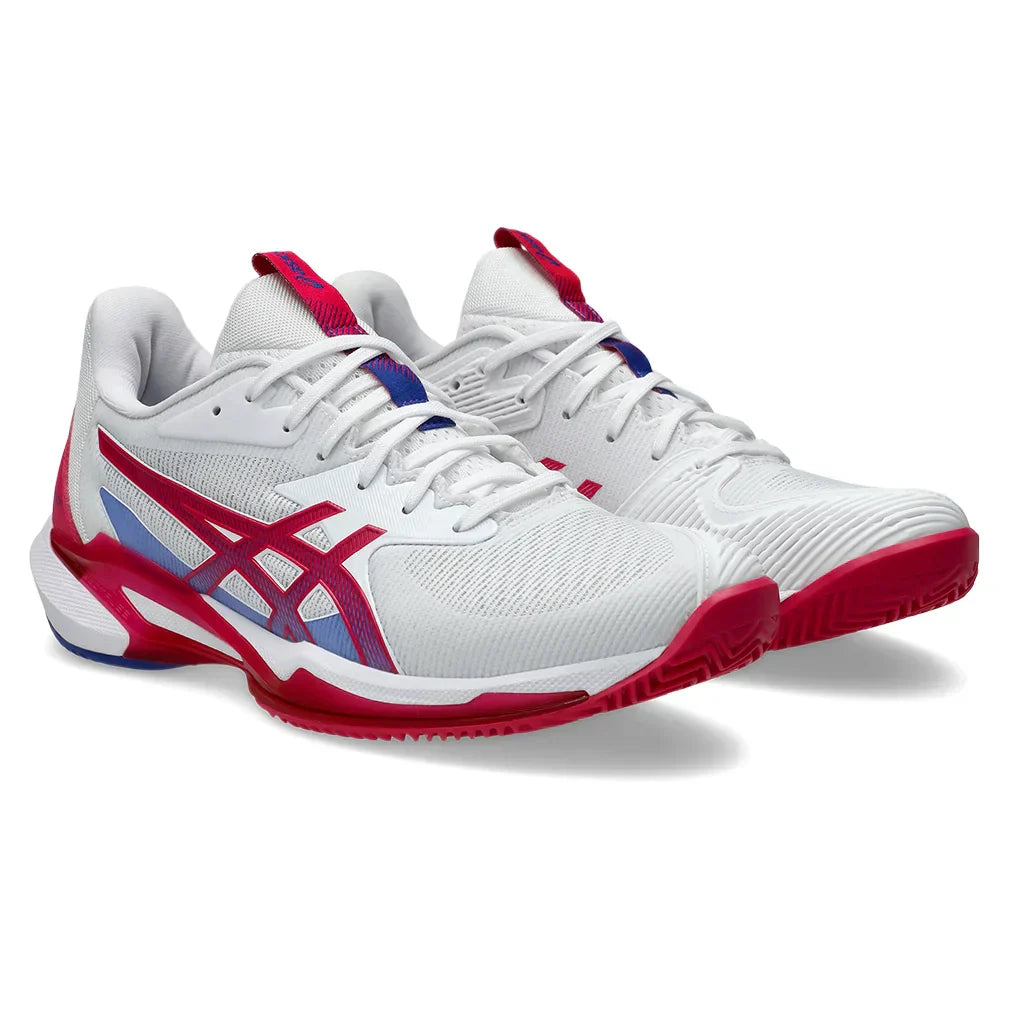 Women`s Solution Speed FF 3 Clay Tennis Shoes White and Bright Rose Footwear Asics