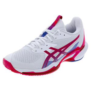 Women`s Solution Speed FF 3 Clay Tennis Shoes White and Bright Rose Footwear Asics