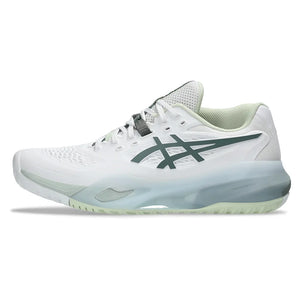 Women`s GEL-Resolution X Wide Tennis Shoes White and Monument Blue Footwear Asics