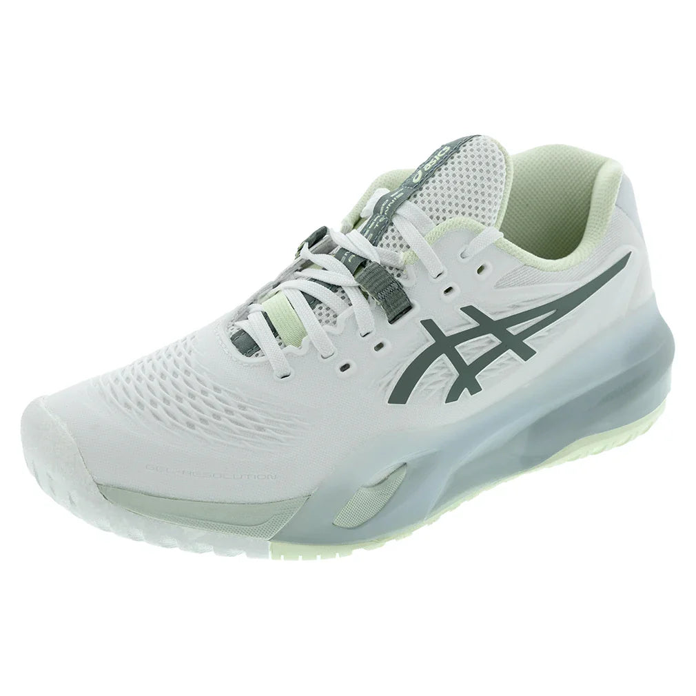 Women`s GEL-Resolution X Wide Tennis Shoes White and Monument Blue Footwear Asics