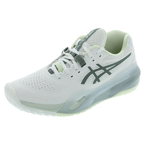 Women`s GEL-Resolution X Wide Tennis Shoes White and Monument Blue Footwear Asics
