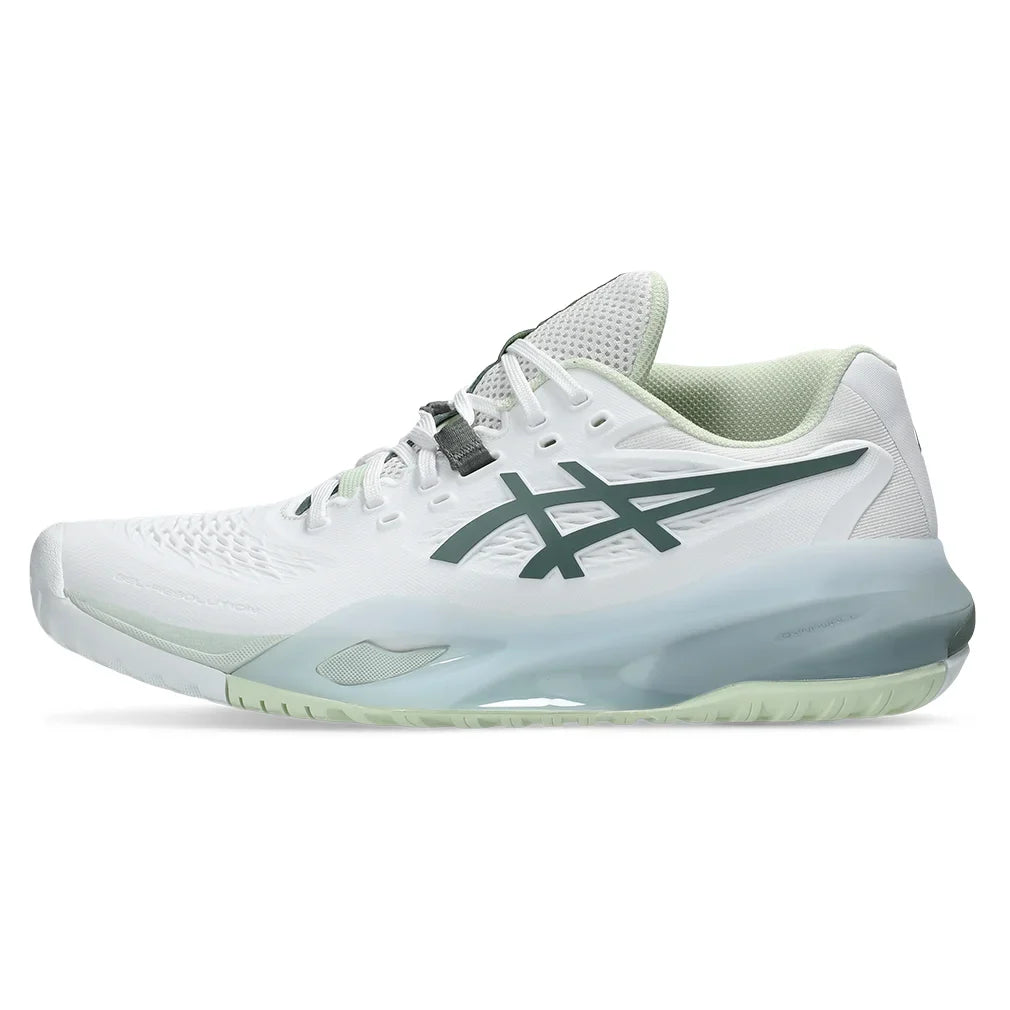 Women`s GEL-Resolution X Tennis Shoes White and Monument Blue Footwear Asics