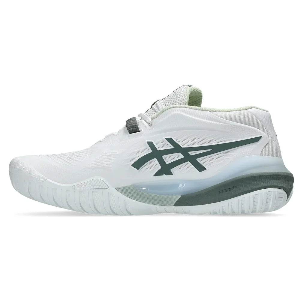 Women`s GEL-Resolution X Tennis Shoes White and Monument Blue Footwear Asics