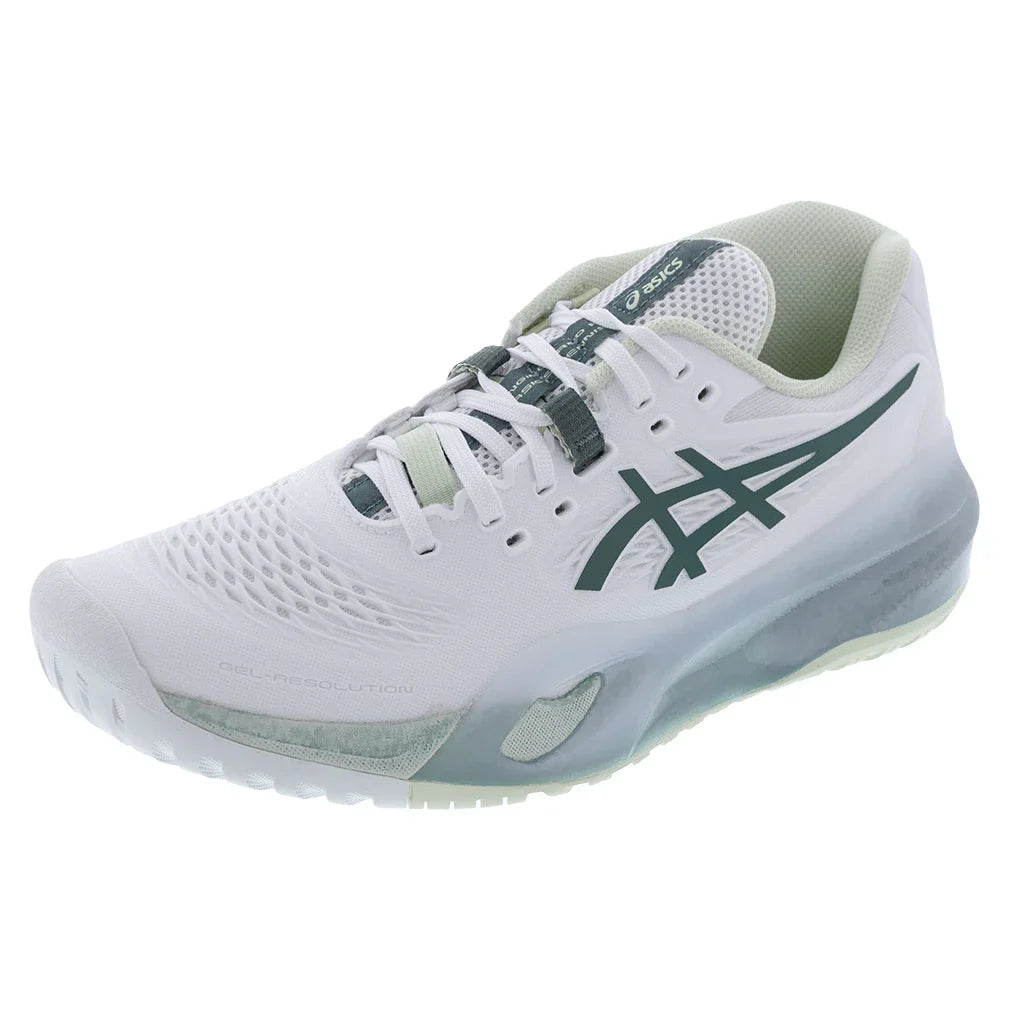 Women`s GEL-Resolution X Tennis Shoes White and Monument Blue Footwear Asics