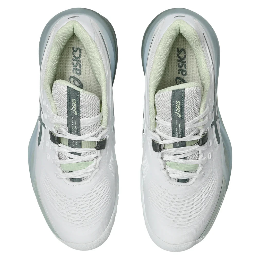 Women`s GEL-Resolution X Tennis Shoes White and Monument Blue Footwear Asics
