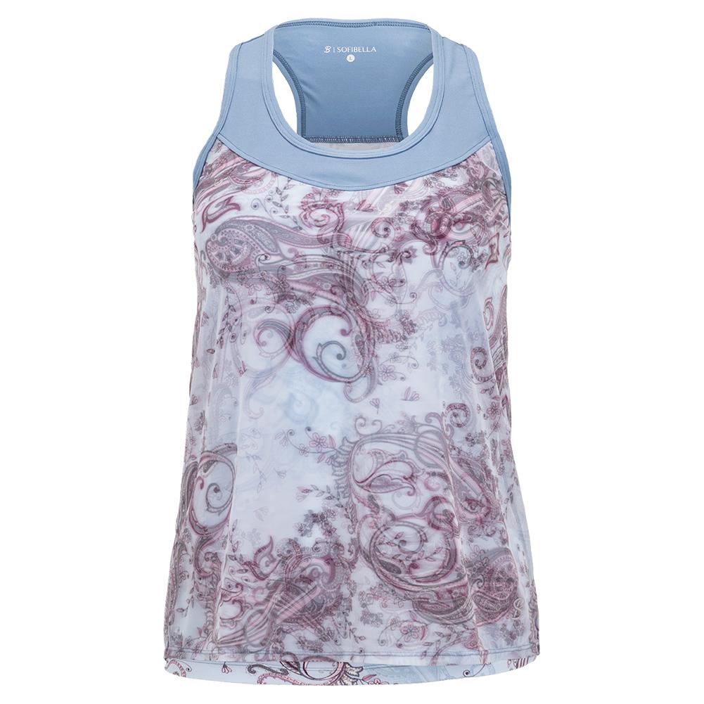 Women's Sweet Shots Racerback Tennis Tank Dancing Paisley Apparel Sofibella