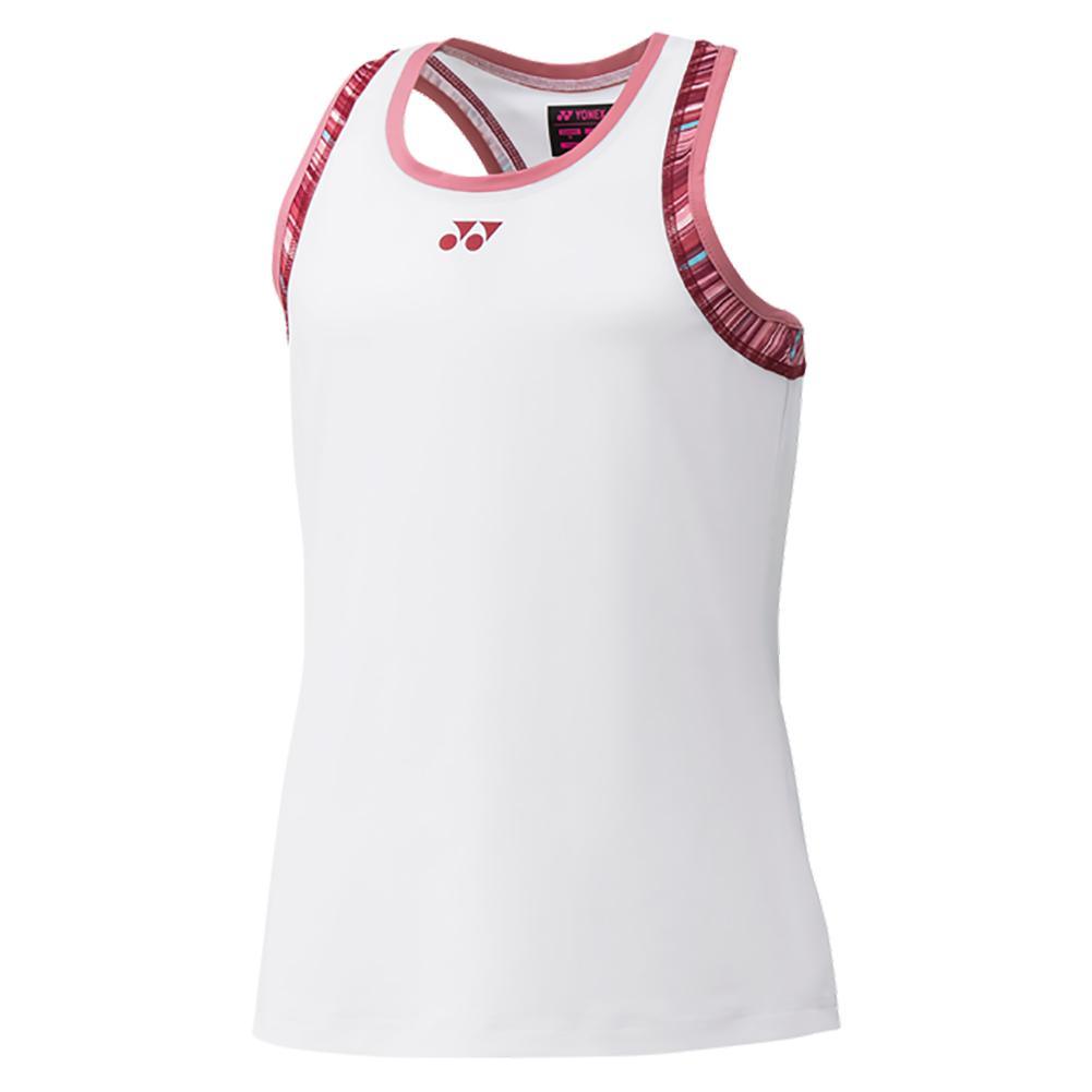 Women`s Tournament Tennis Tank White and Red Apparel Yonex
