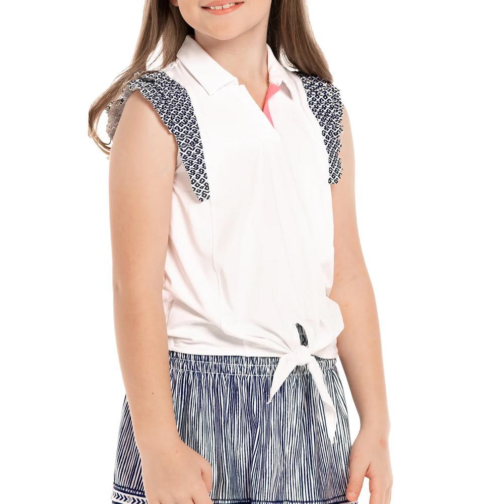 Girls' Bandelier Tie Tennis Polo White Apparel Lucky In Love