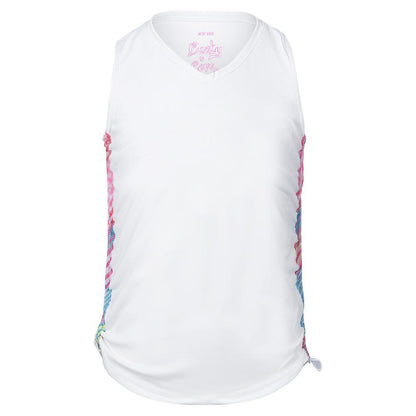 Girls' Have No Sheer Ruche Tennis Tank White Apparel Lucky In Love