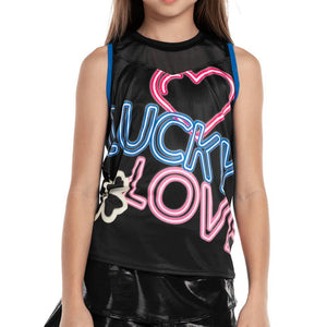 Girls' Glow with Love Tennis Tank Electric Blue Apparel Lucky In Love